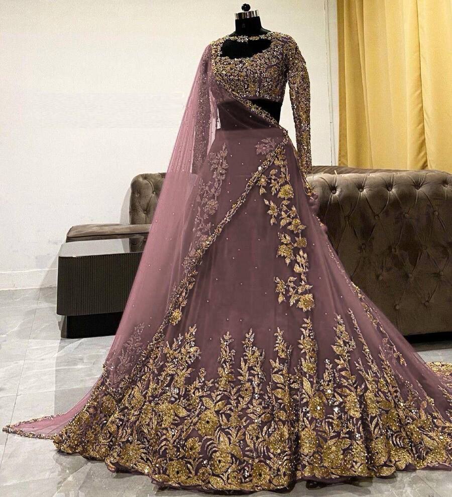 GEORGETTE EMBROIDERY WORK LEHENGA CHOLI WITH DUPATTA PISTA