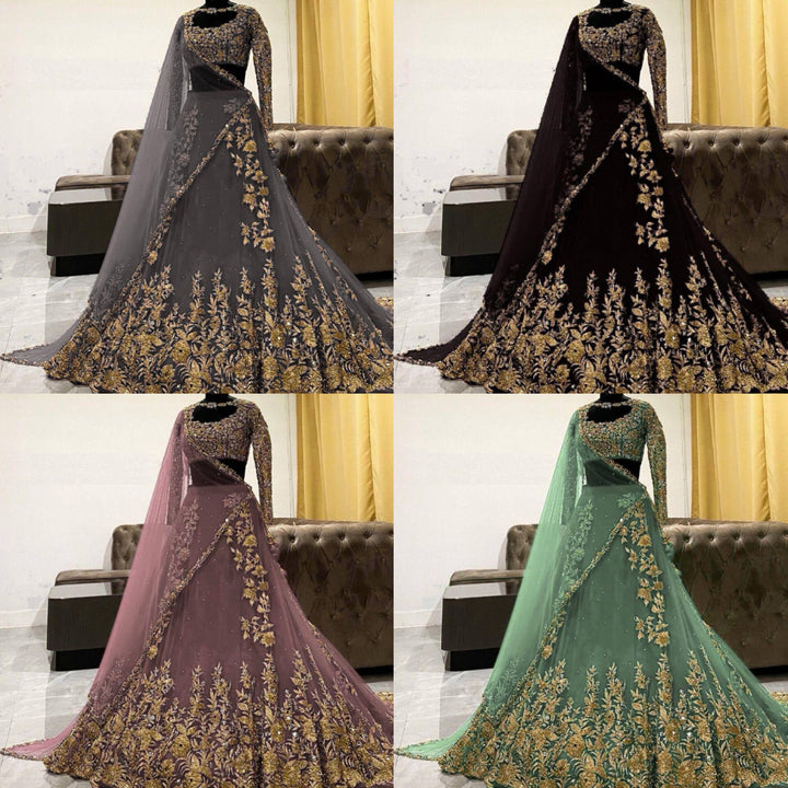 GEORGETTE EMBROIDERY WORK LEHENGA CHOLI WITH DUPATTA PISTA