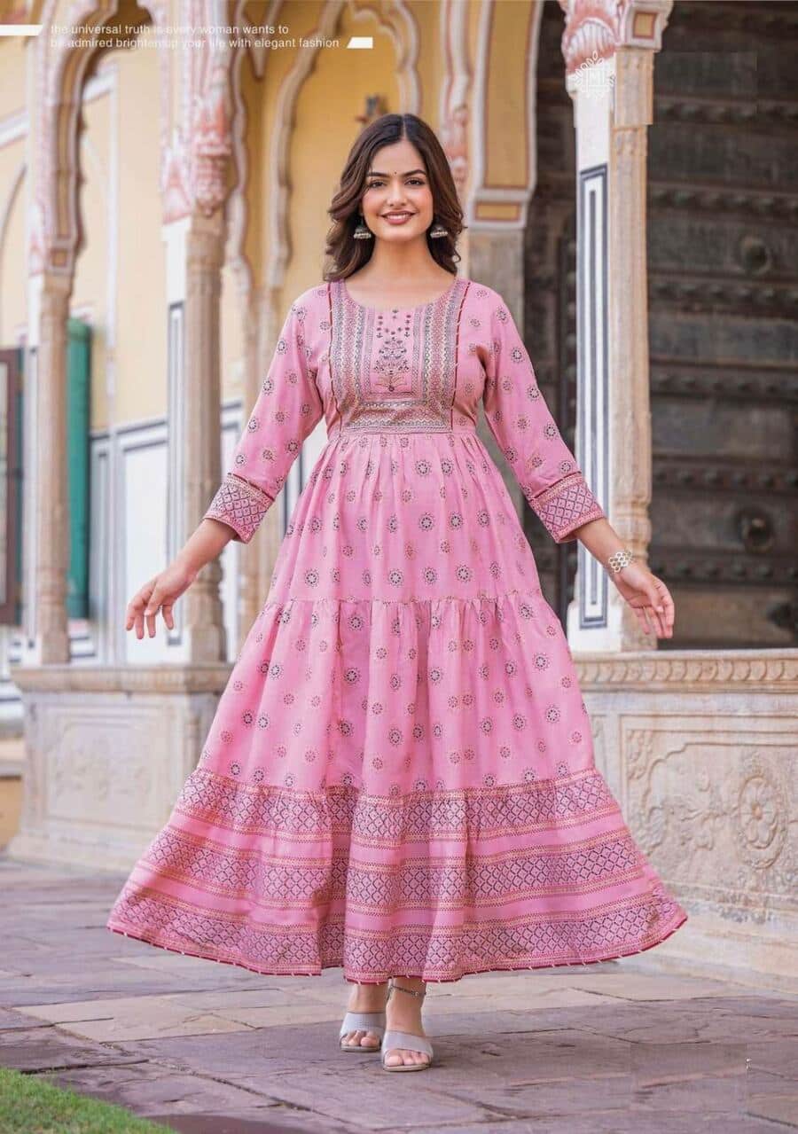 DESIGNER RAYON HANDWORK PRINTED ANARKALI GOWN