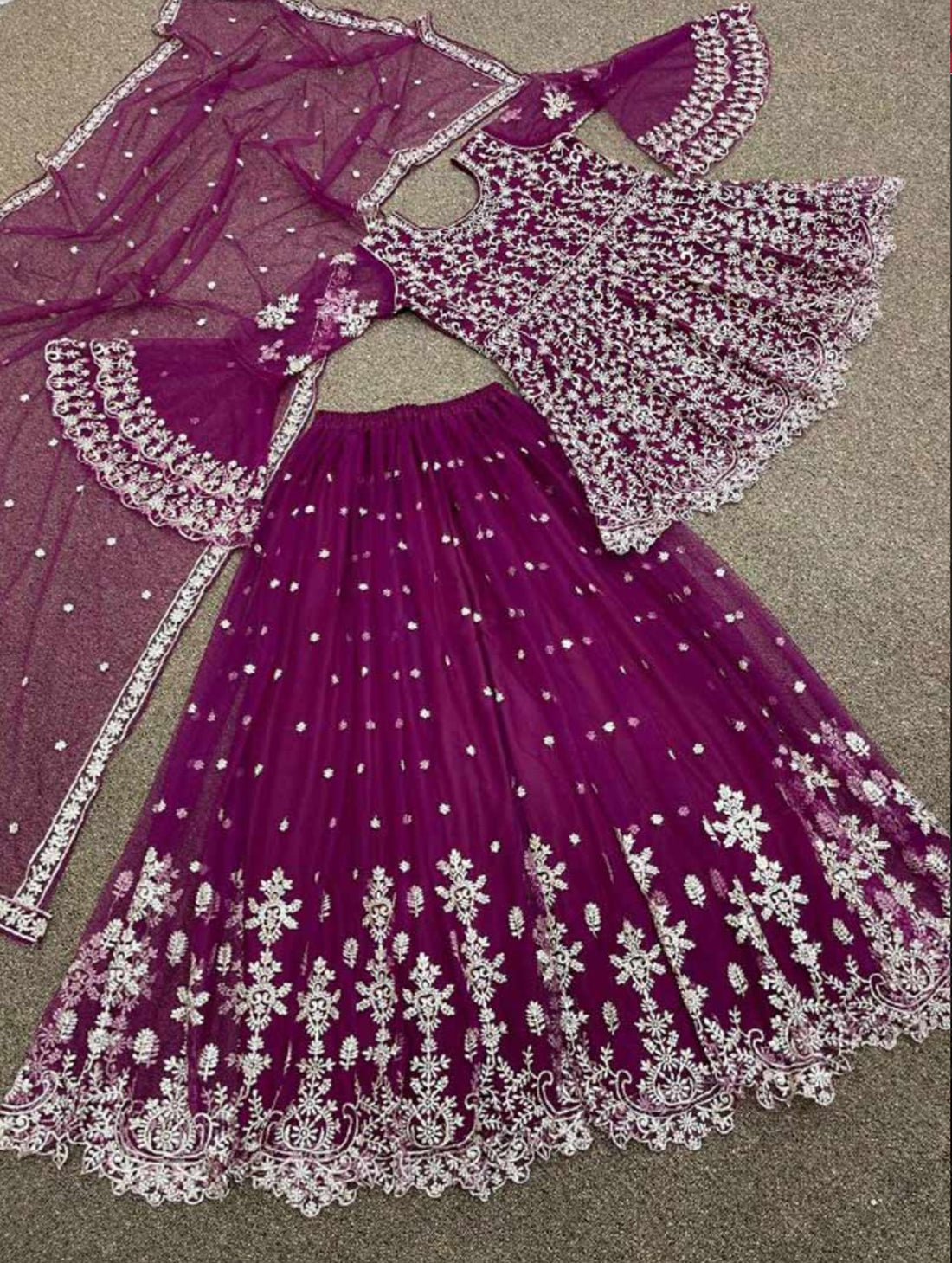 NET EMBROIDERY WORK TOP SHARARA