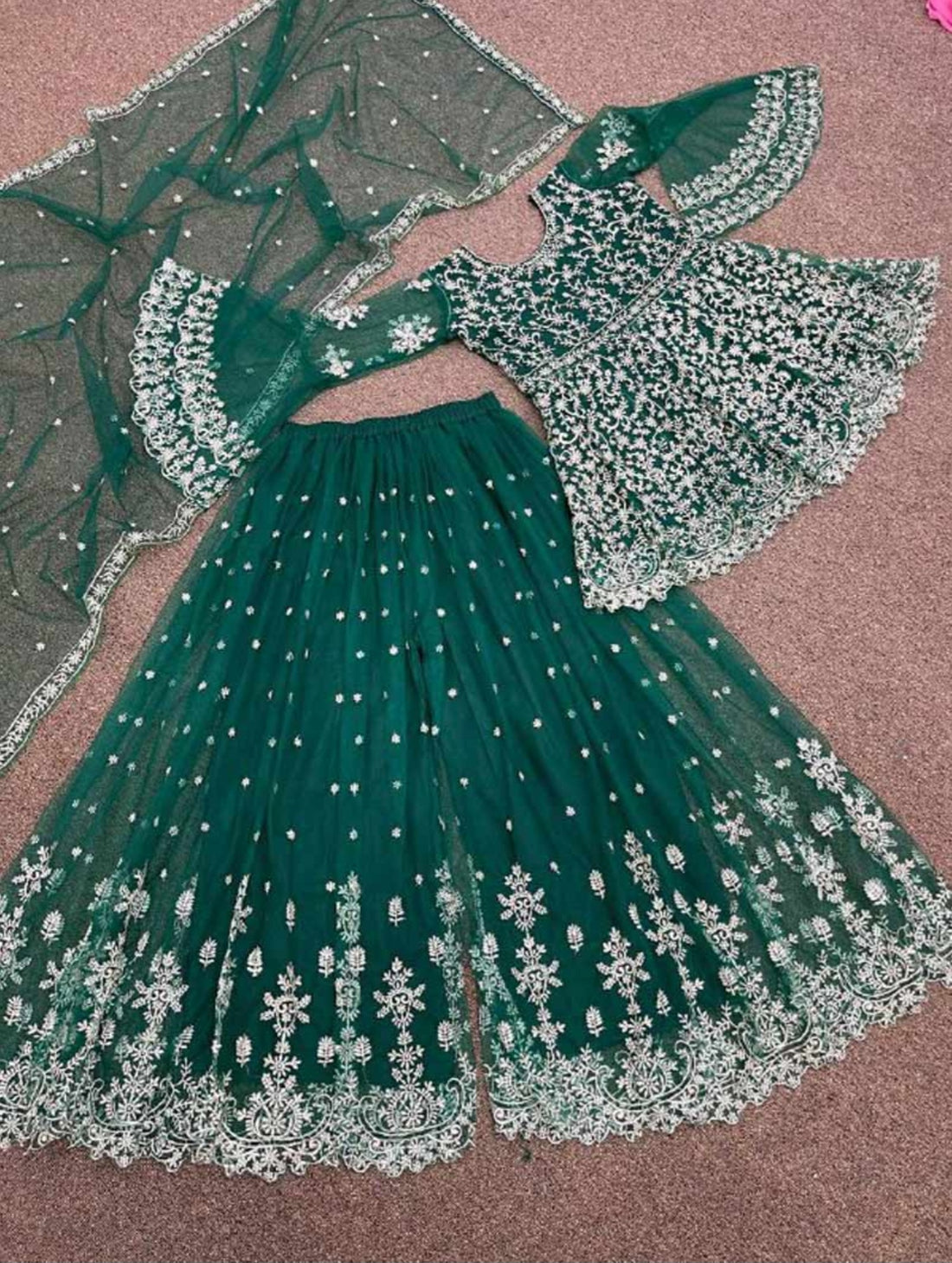 NET EMBROIDERY WORK TOP SHARARA