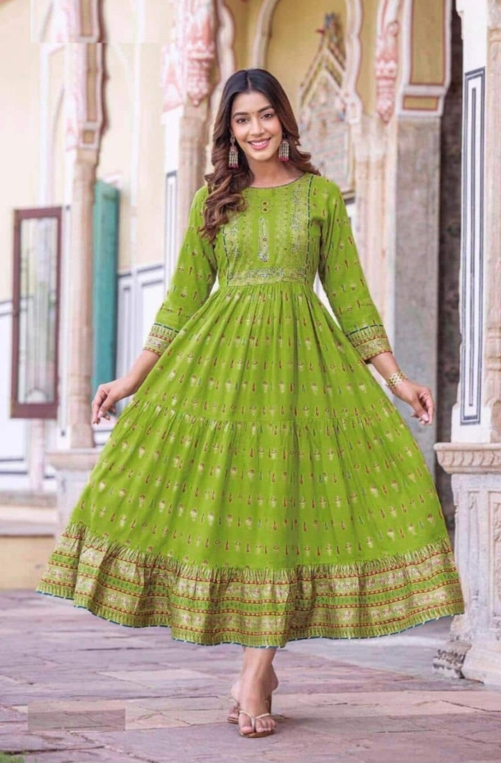 DESIGNER RAYON HANDWORK PRINTED ANARKALI GOWN